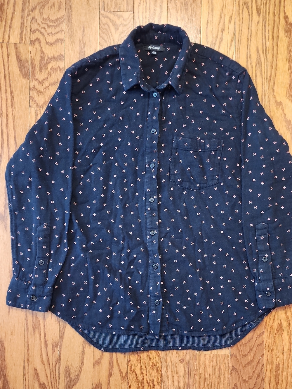 Madewell Navy Floral-Print Button Shirt